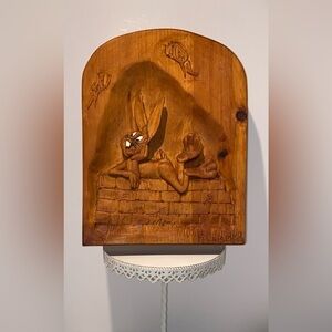 3/75$ Wall Mounted Vintage hand carved Bugs Bunny on wood Canvas‎ wall decor